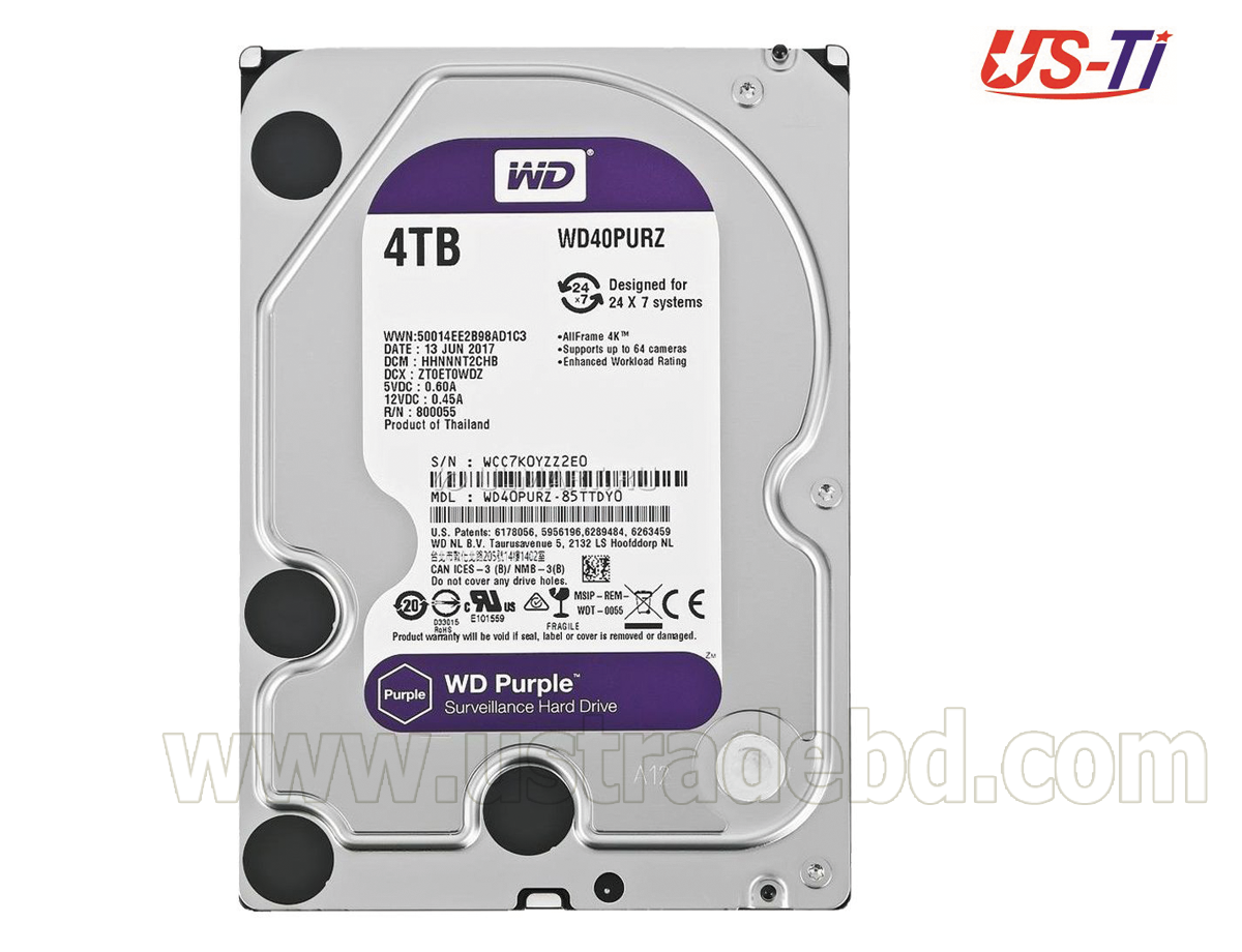 Western Digital 4TB Purple Desktop HDD Surveillance Class