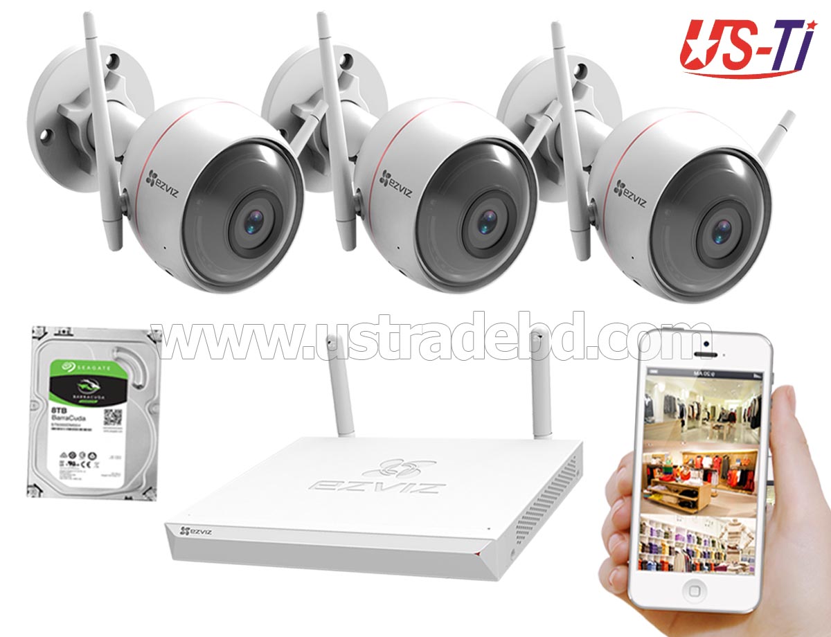 Wifi Outdoor 3pc Hikvision EZVIZ IP Camera Package