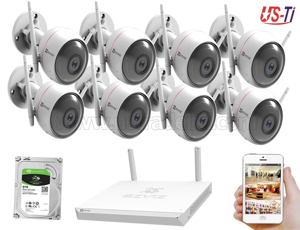 Wifi Outdoor 8pc Hikvision EZVIZ IP Camera Package